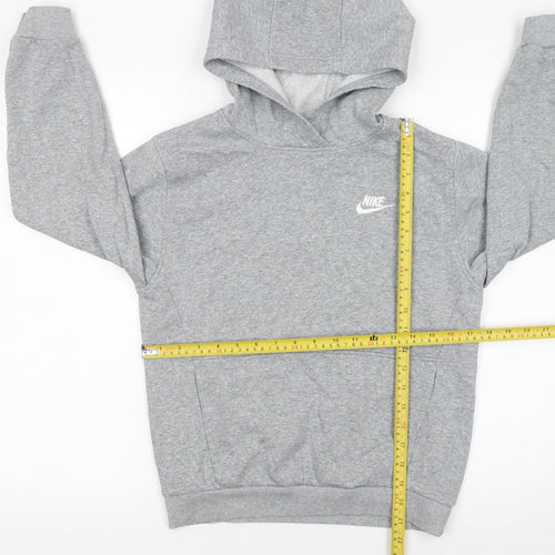 Nike Boys Grey Pullover Hoodie L 147-158cm Fleece Cotton Blend