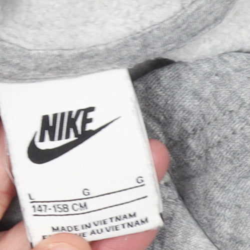 Nike Boys Grey Pullover Hoodie L 147-158cm Fleece Cotton Blend
