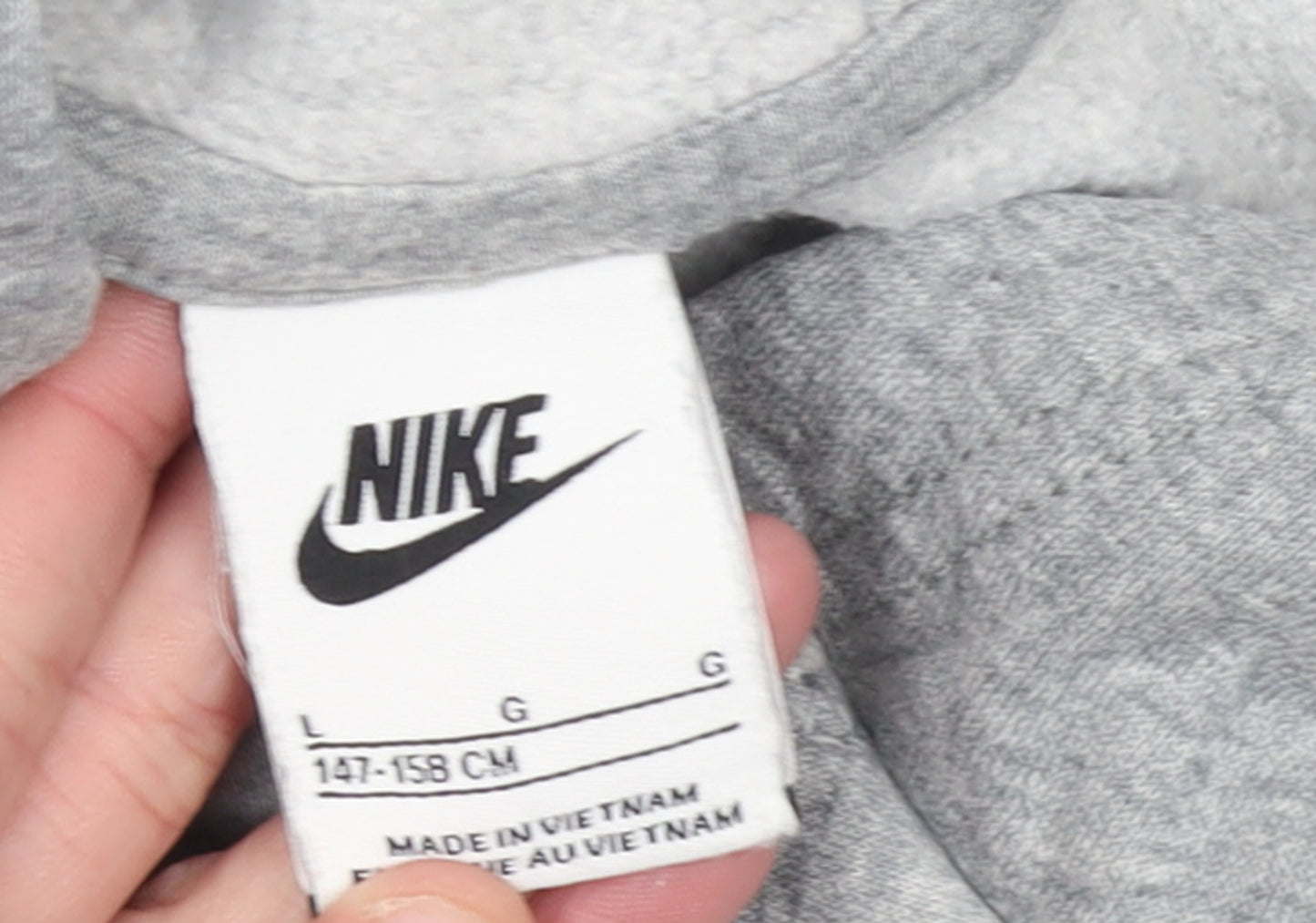 Nike Boys Grey Pullover Hoodie L 147-158cm Fleece Cotton Blend