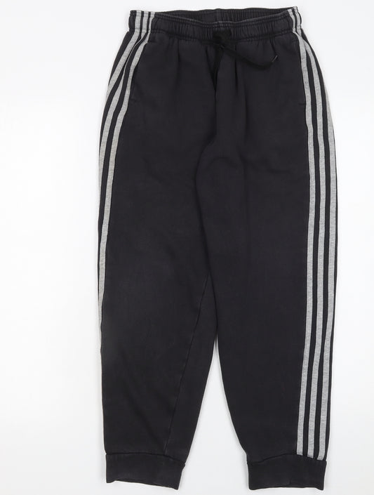 Adidas Boys Black Jogger Sweatpants 13-14 Years 164cm Cotton Blend