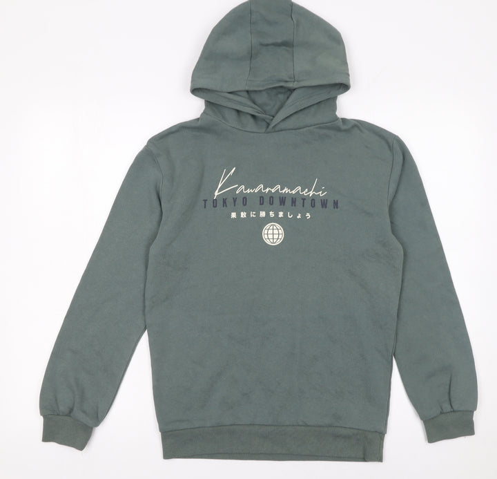 Primark Boys Green Tokyo Graphic Pullover Hoodie 12-13 Years Fleece