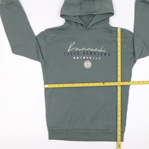 Primark Boys Green Tokyo Graphic Pullover Hoodie 12-13 Years Fleece