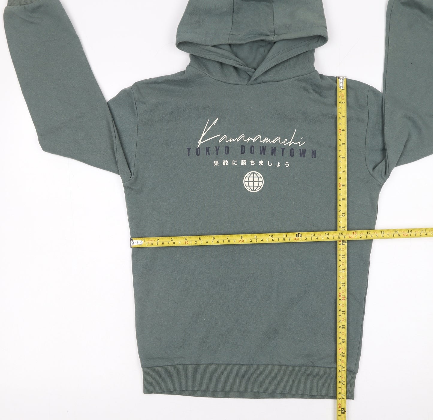 Primark Boys Green Tokyo Graphic Pullover Hoodie 12-13 Years Fleece