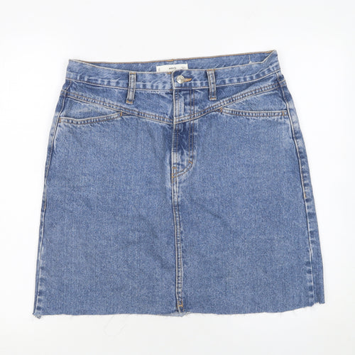 MNG Women's Blue Denim Short Straight Skirt Size L