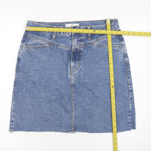 MNG Women's Blue Denim Short Straight Skirt Size L