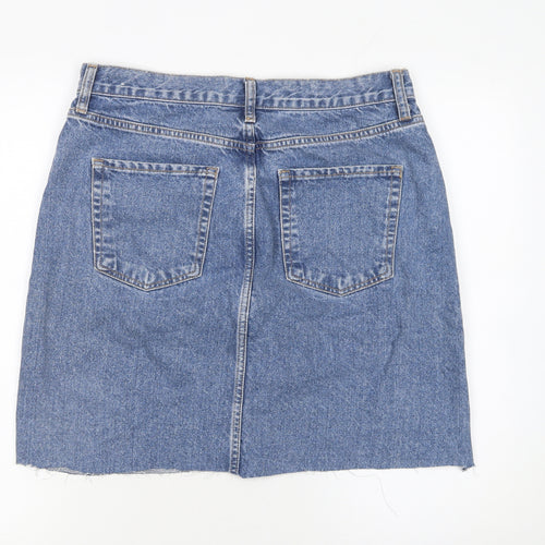 MNG Women's Blue Denim Short Straight Skirt Size L