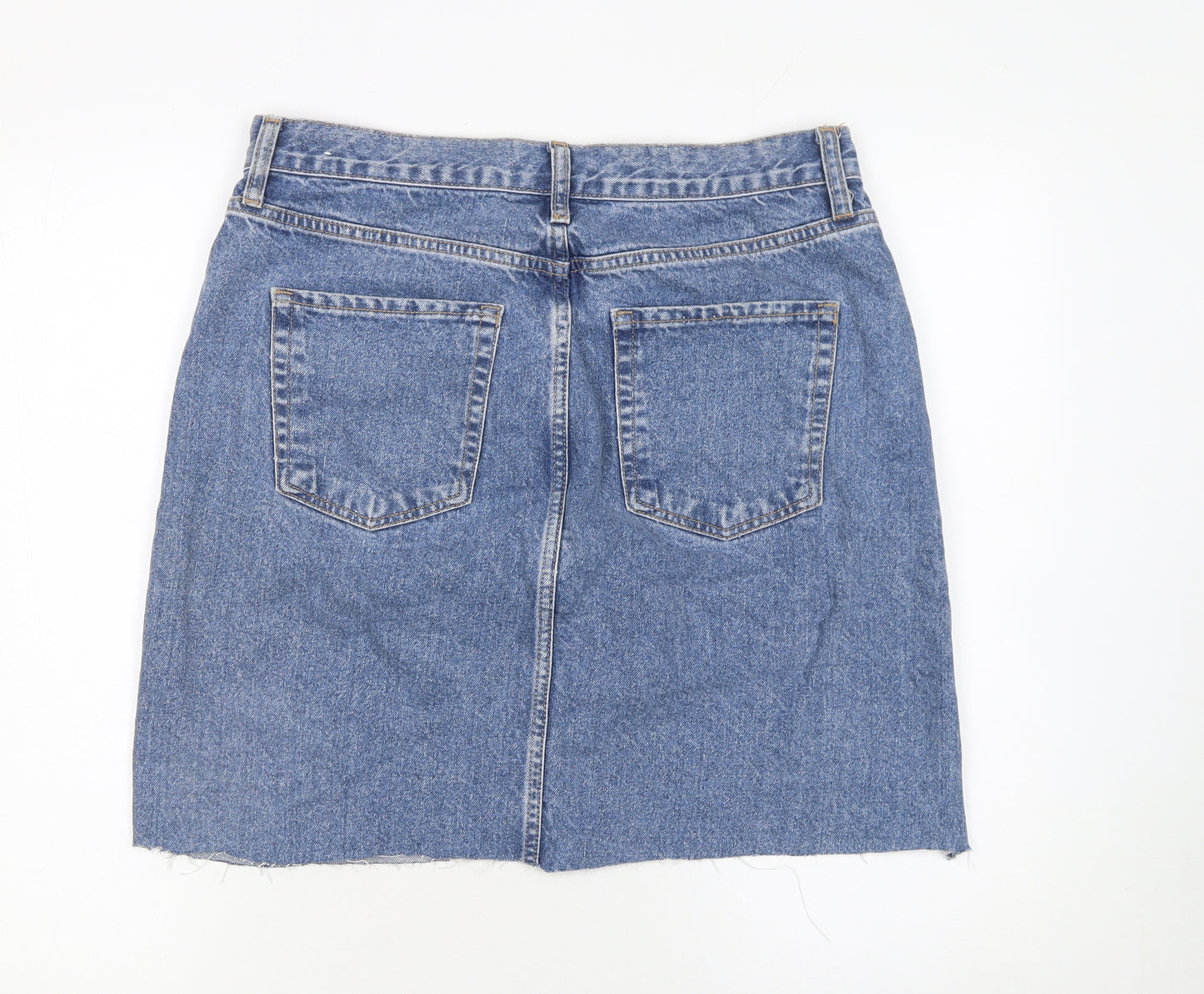 MNG Women's Blue Denim Short Straight Skirt Size L