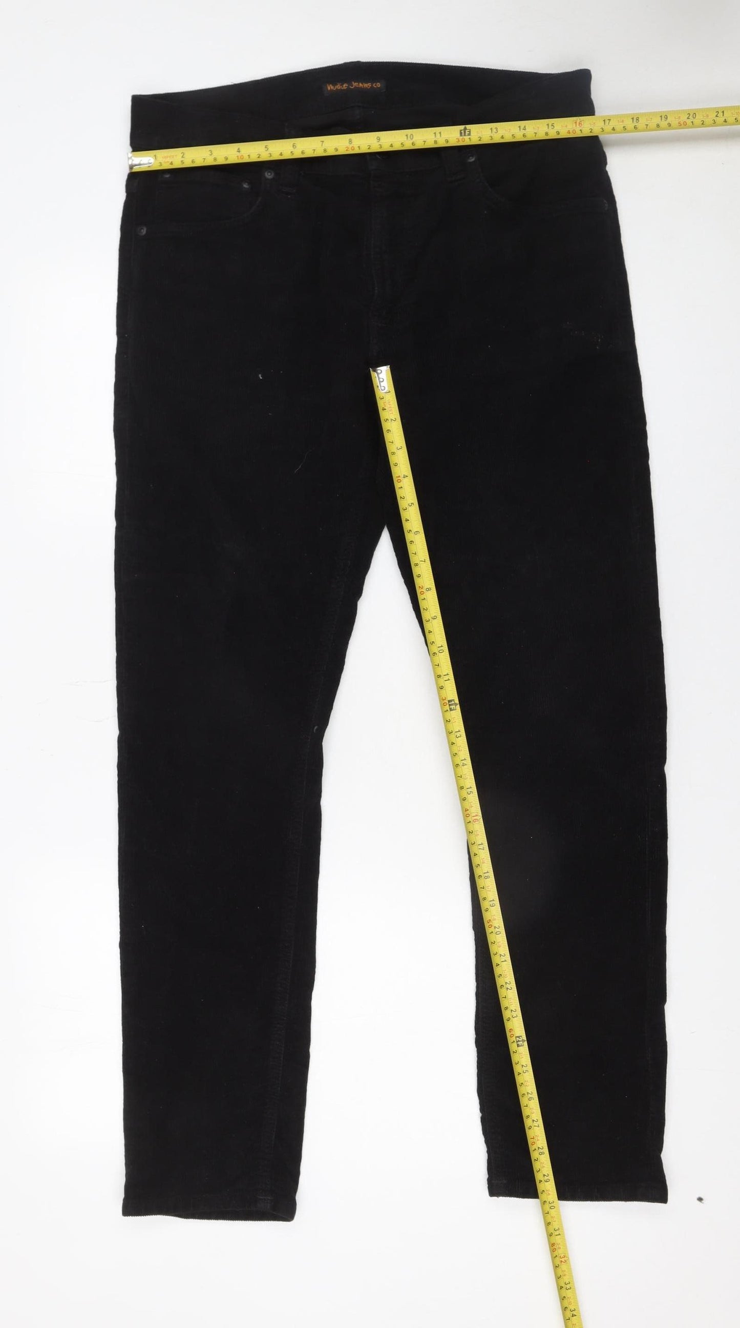 Nudie Jeans Co Women's Black Corduroy Slim Trousers W32 L30