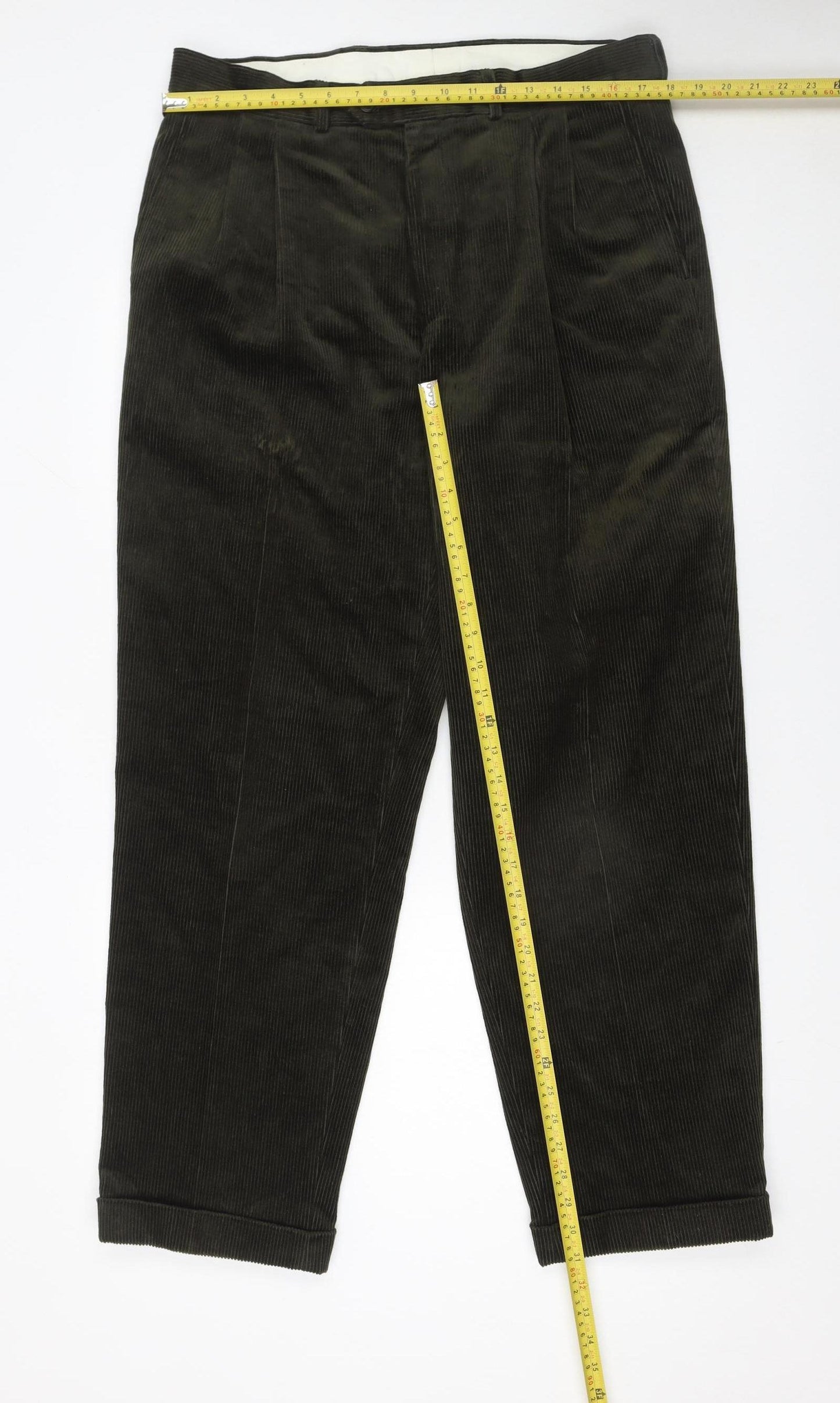 Debenhams Men Brown Corduroy Pleated Trousers 36W 31L Casual Club