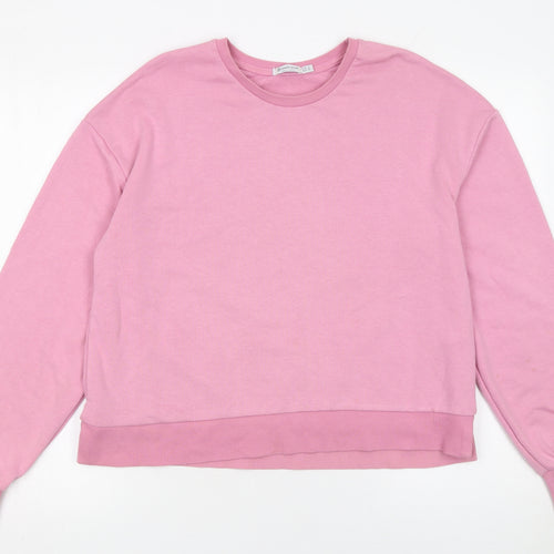 Stradivarius Women’s Pink Pullover Sweatshirt Size 12 Cotton Blend