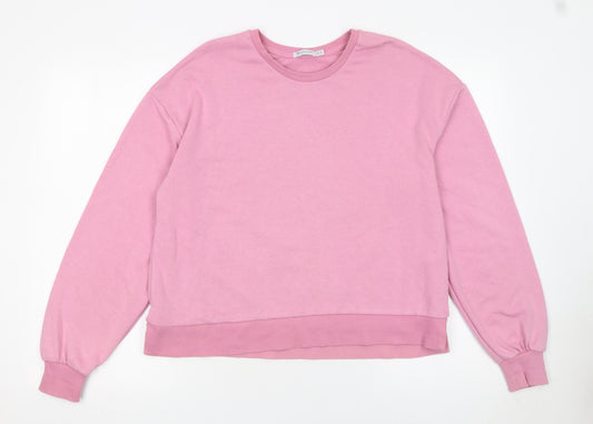 Stradivarius Women’s Pink Pullover Sweatshirt Size 12 Cotton Blend