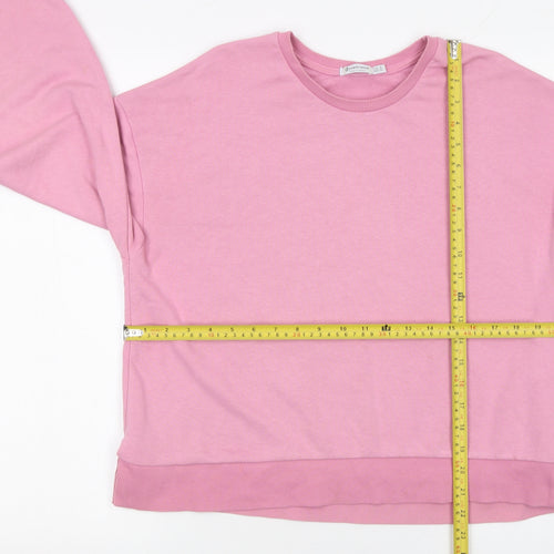 Stradivarius Women’s Pink Pullover Sweatshirt Size 12 Cotton Blend