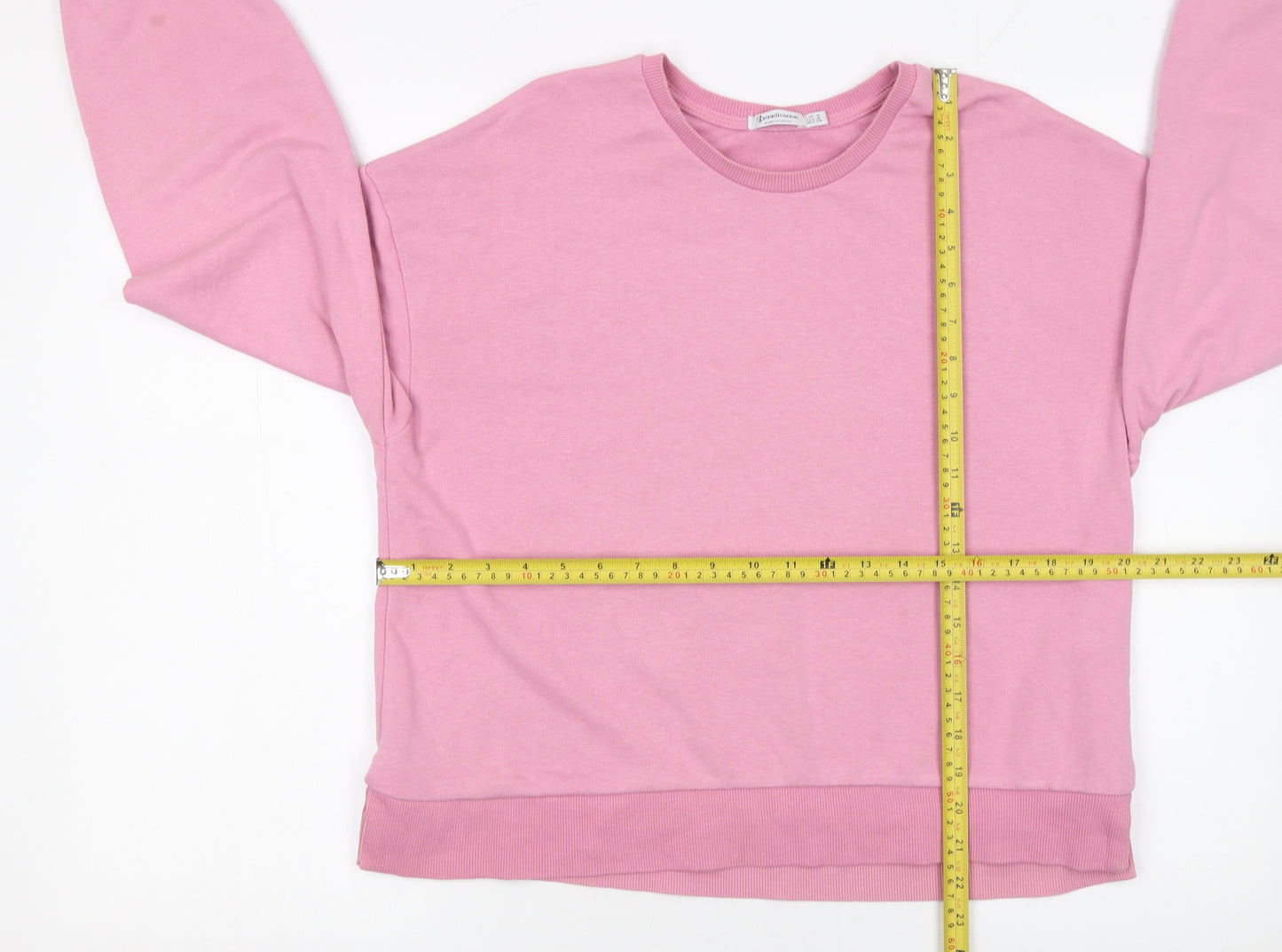 Stradivarius Women’s Pink Pullover Sweatshirt Size 12 Cotton Blend