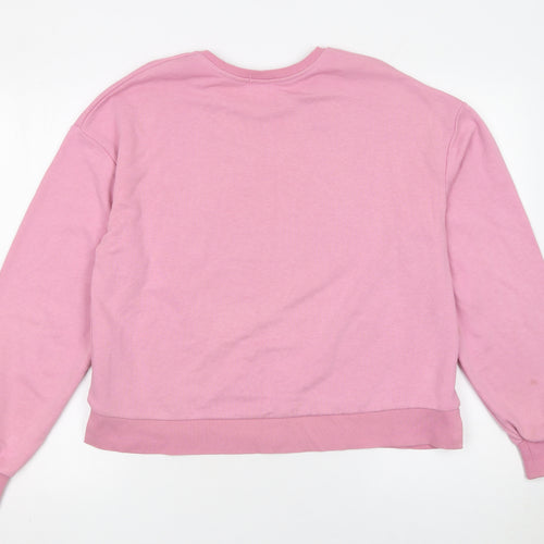 Stradivarius Women’s Pink Pullover Sweatshirt Size 12 Cotton Blend