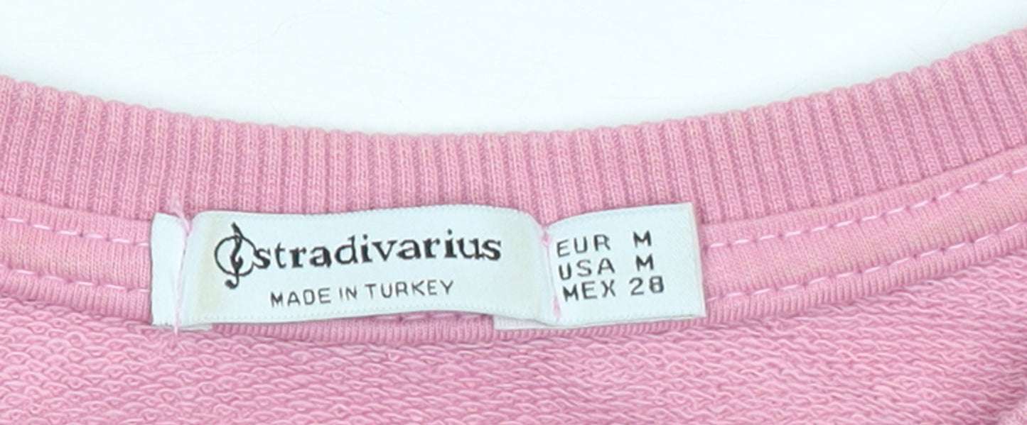 Stradivarius Women’s Pink Pullover Sweatshirt Size 12 Cotton Blend
