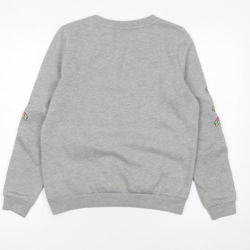 Vero Moda Womens Grey Embroidered Floral Pullover Sweatshirt XS