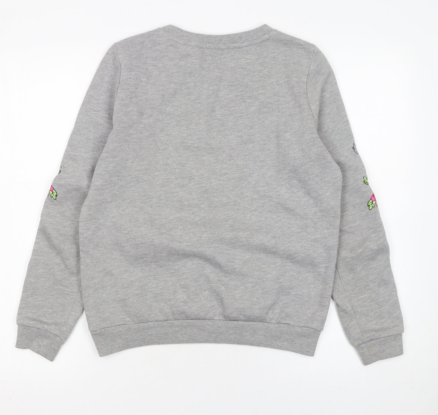 Vero Moda Womens Grey Embroidered Floral Pullover Sweatshirt XS