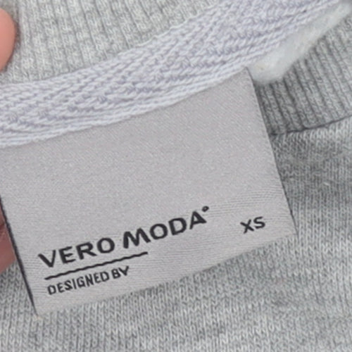 Vero Moda Womens Grey Embroidered Floral Pullover Sweatshirt XS
