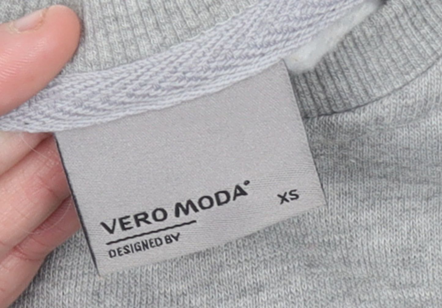 Vero Moda Womens Grey Embroidered Floral Pullover Sweatshirt XS