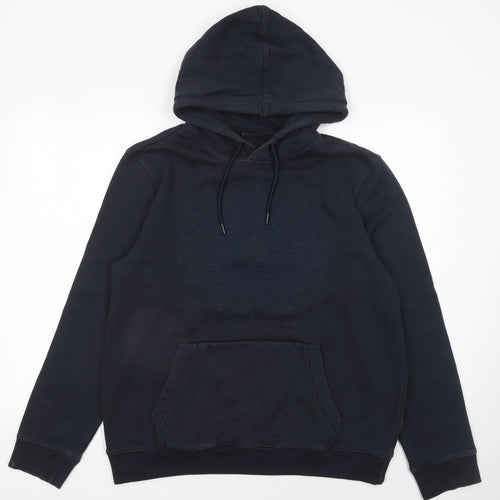 H&M Women's Black Pullover Hoodie Size 12 Cotton Blend Embroidered