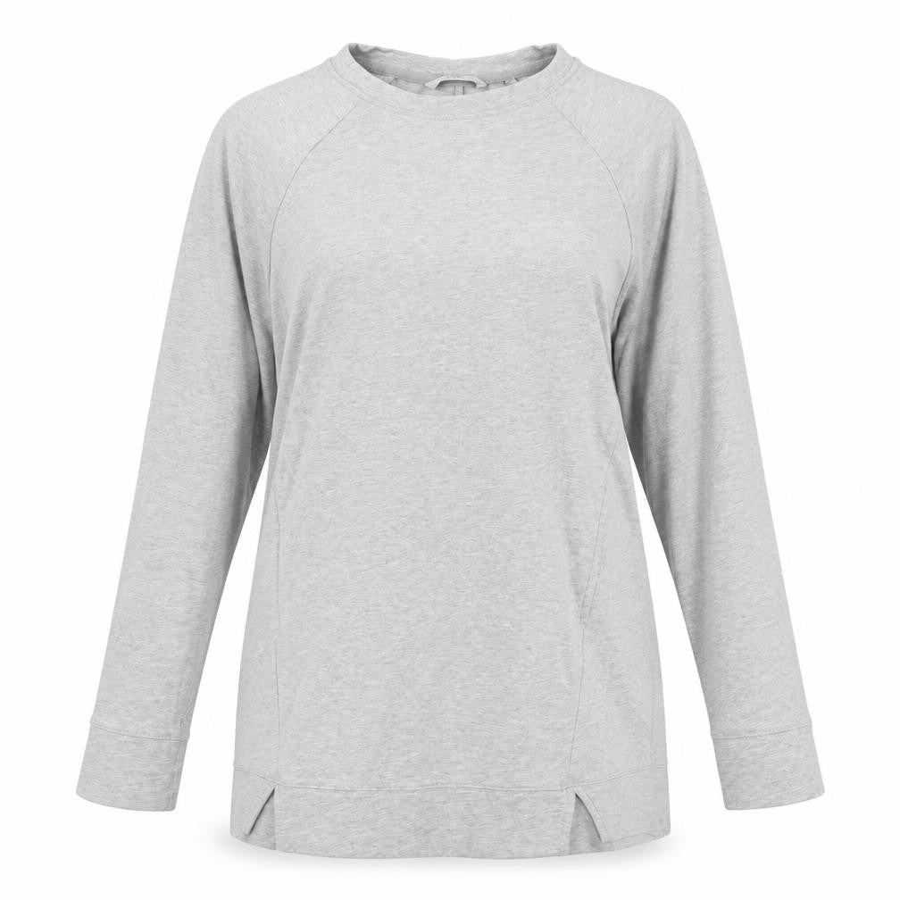 Front view of Next women’s grey long sleeve pullover sweatshirt, size UK 14
