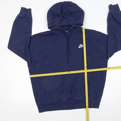 Nike Men's Blue Pullover Hoodie M Fleece Logo Sweatshirt