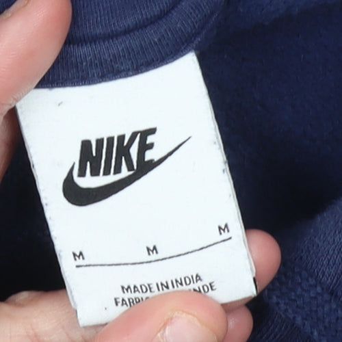 Nike Men's Blue Pullover Hoodie M Fleece Logo Sweatshirt