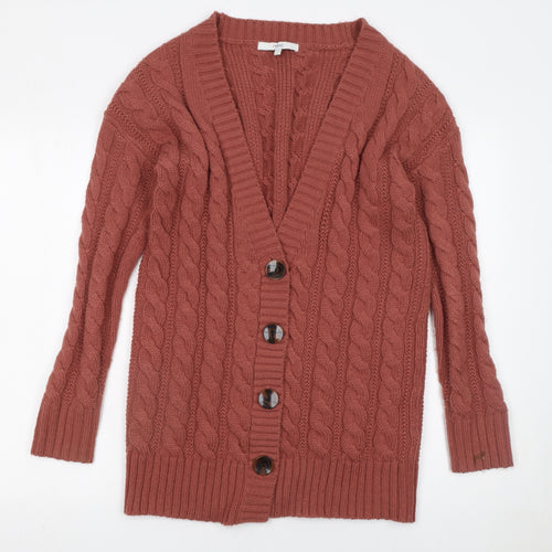 Next Womens Brown Cable Knit Wool Blend Cardigan XS