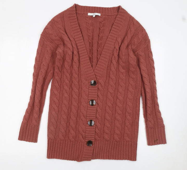 Next Womens Brown Cable Knit Wool Blend Cardigan XS