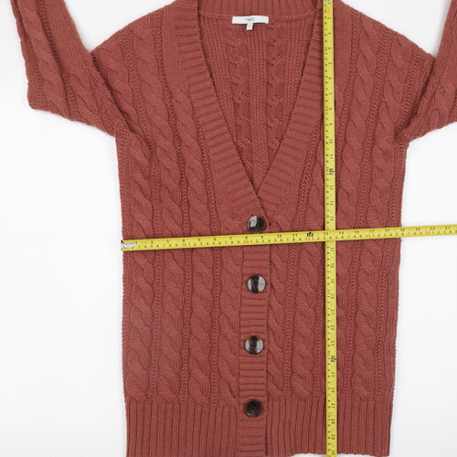 Next Womens Brown Cable Knit Wool Blend Cardigan XS