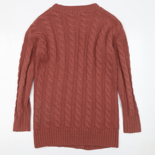 Next Womens Brown Cable Knit Wool Blend Cardigan XS