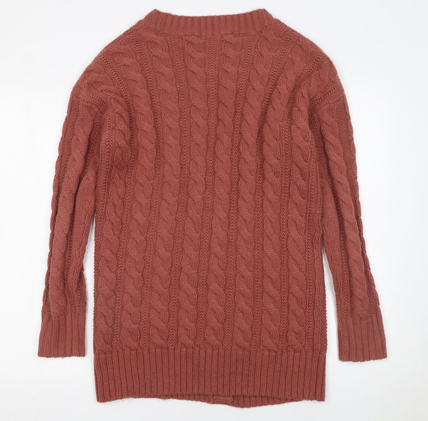 Next Womens Brown Cable Knit Wool Blend Cardigan XS