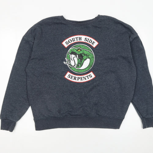 Riverdale Women’s Grey South Side Serpents Sweatshirt Size L Cotton Blend