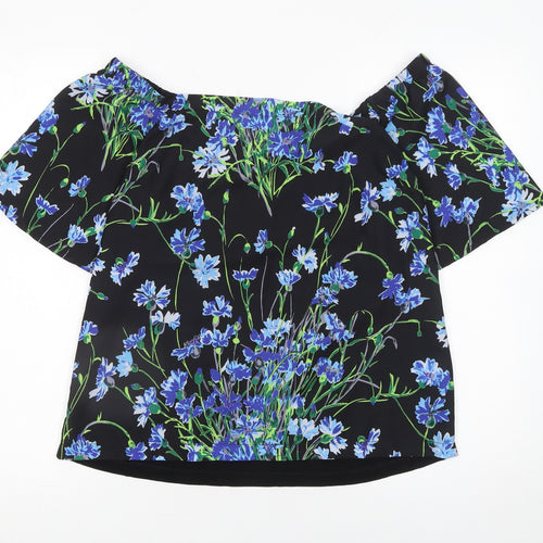 Warehouse Women's Black Floral Off Shoulder Blouse Size 12