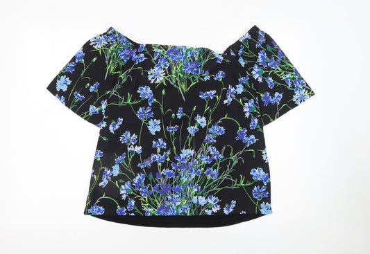 Warehouse Women's Black Floral Off Shoulder Blouse Size 12