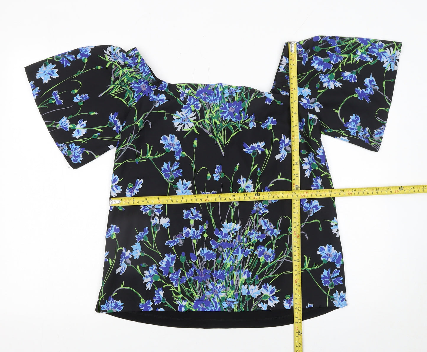 Warehouse Women's Black Floral Off Shoulder Blouse Size 12