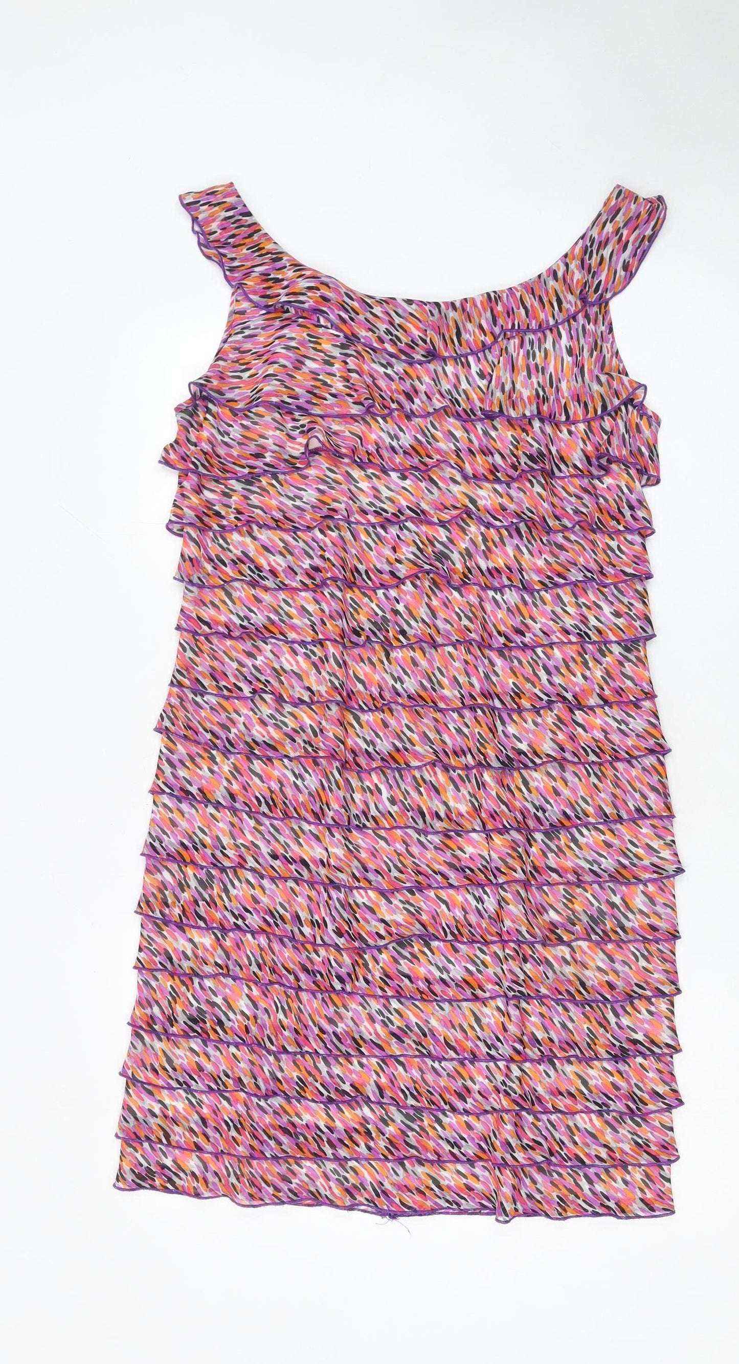 M&Co Women’s Multicoloured Ruffle Shift Dress Size 14