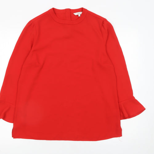 Next Women Red Long Sleeve Flared Blouse Size 12 Tunic Style