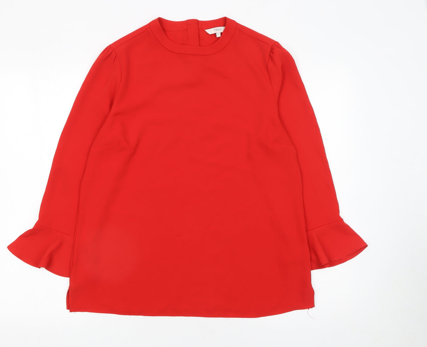 Next Women Red Long Sleeve Flared Blouse Size 12 Tunic Style