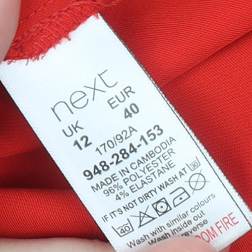 Next Women Red Long Sleeve Flared Blouse Size 12 Tunic Style
