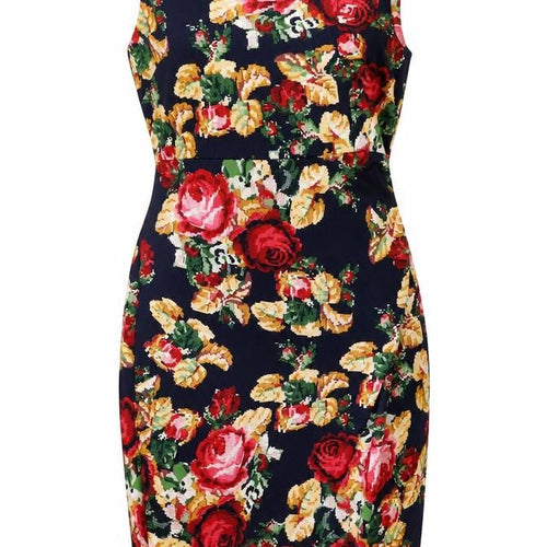 Vesper Women's Multicoloured Floral Bodycon Knee Length Dress Size 14