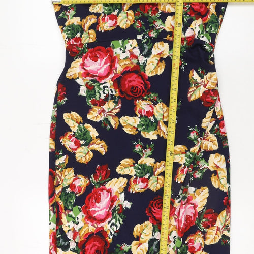 Vesper Women's Multicoloured Floral Bodycon Knee Length Dress Size 14
