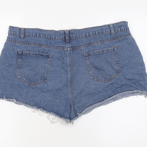PrettyLittleThing Women Blue Denim Distressed Cut-Off Shorts Size 20
