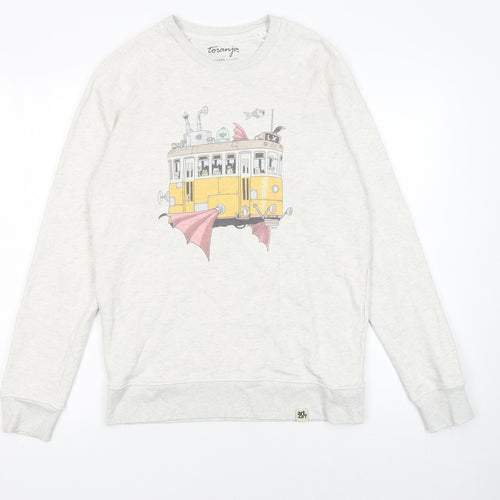 Toranja Women Grey Graphic Tram Sweatshirt XS Organic Cotton Blend