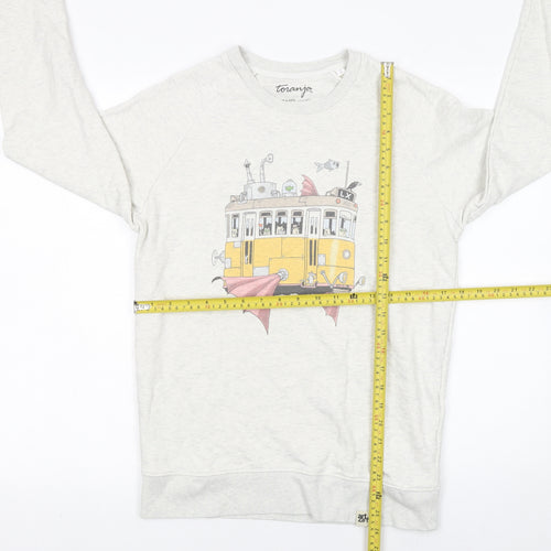 Toranja Women Grey Graphic Tram Sweatshirt XS Organic Cotton Blend