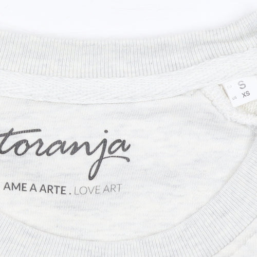 Toranja Women Grey Graphic Tram Sweatshirt XS Organic Cotton Blend