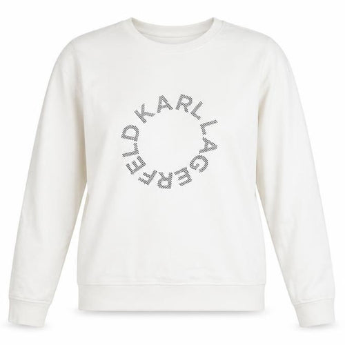 Karl Lagerfeld Women White Medium Crew Neck Logo Sweatshirt