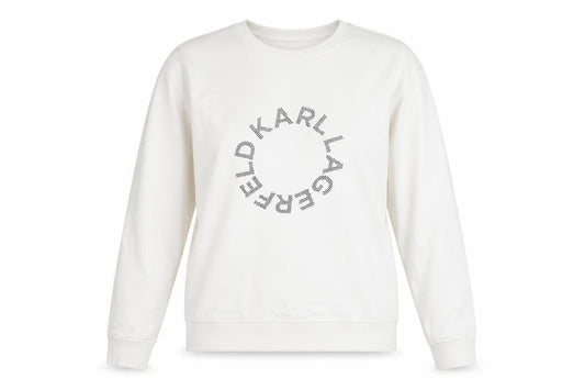 Karl Lagerfeld Women White Medium Crew Neck Logo Sweatshirt