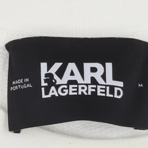 Karl Lagerfeld Women White Medium Crew Neck Logo Sweatshirt