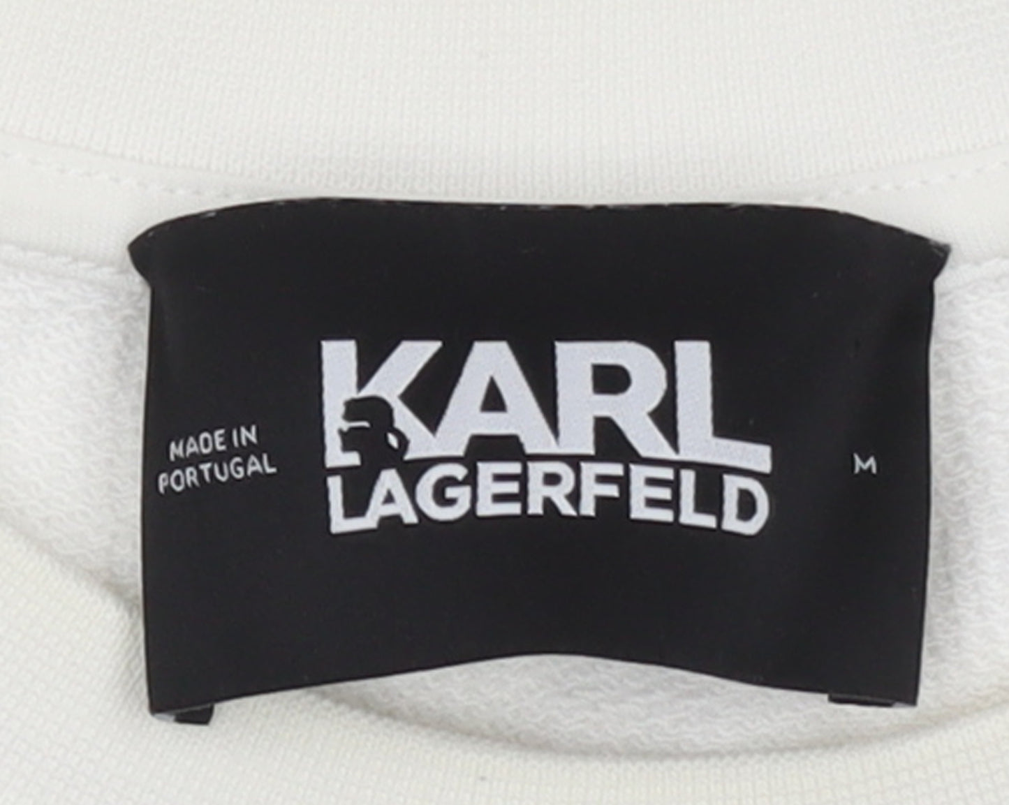 Karl Lagerfeld Women White Medium Crew Neck Logo Sweatshirt